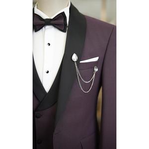 Abito da uomo smoking da sposo taglio italiano Slim Fit giubbotto pantaloni-viola - Product Image 2