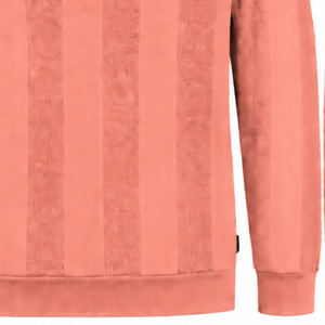 Pull Polo Tricoté Rose Corail pour Homme à Manches Longues, Motif Rayures Verticales Texturées, Col et Poignets Côtelés, Chemise Décontractée Tendance de Qualité Supérieure - Product Image 5