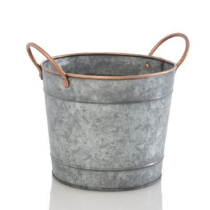 Most Popular Round Shape Galvanized Metal Wine Cooler Ice Bucket Wood Handle High Quality Party Use Classic Style Eco-Friendly - Product Image 4