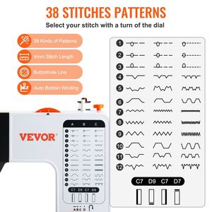 Máquina de Coser Eléctrica Portátil Fácil de Usar para Principiantes, 38 Puntadas Integradas y Funciones de Costura Inversa de Doble Velocidad - Product Image 3