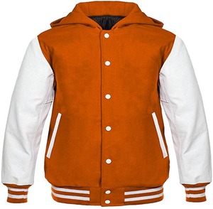 Veste universitaire à capuche personnalisée, corps en laine, manches en cuir PU, veste Letterman, OEM, marque privée, streetwear universitaire - Product Image 1