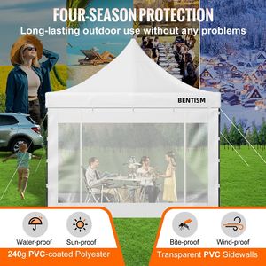 Gazebo Pieghevole 3x3 Metri con Pareti Laterali Rimovibili, Resistente ai Raggi UV e Impermeabile, con Borsa con Ruote per Matrimoni e Feste - Product Image 3