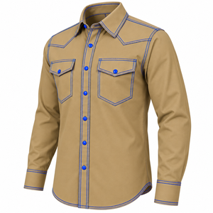 Custom Logo Men FR <b>Shirt</b> <b>Flame</b> Resistant Welding Workwear Heavy Duty Western Work <b>Shirt</b> Solid Color Custom Mens FR Work <b>Shirt</b> - Product Image 5