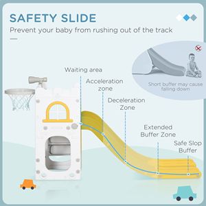 Scivolo Giallo 4-in-1 per Bambini con Canestro da Basket, Telescopio e Cestini Portaoggetti per Età 1-3 Anni - Product Image 5