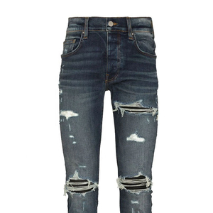 Top Fashion Summer New <b>Men</b> Loose <b>Stretch</b> High Waist Hip Hop Gothic Washed Straight Solid Color Denim Jeans - Product Image 5