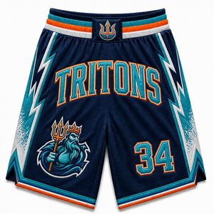Pantalones Cortos de Baloncesto Tritons Personalizados con Parche de Nombre Cosido, Malla Transpirable, Uniformes de Entrenamiento por Sublimación para Hombre, Proveedor Pro Fit UK - Product Image 1