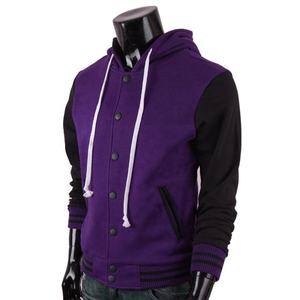 Veste varsity sans capuche pour homme, marron et blanc, coupe-vent, fermeture boutonnée, style décontracté, tissu en laine d'hiver, polyester/coton - Product Image 2