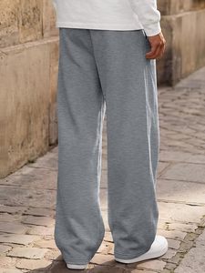 <b>Men's</b> Gray Cotton Sweatpants Elastic Waist Drawstring Casual <b>Loose</b> Fit Side Pockets Breathable Autumn <b>Joggers</b> - Product Image 2