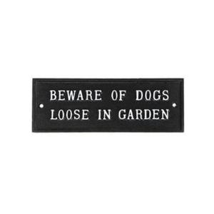 Panneau mural 'Faites attention aux chiens en liberté dans le jardin' pour décoration, artisanat métallique, technique de moulage à la main, revêtement noir, panneaux et plaques personnalisés - Product Image 1