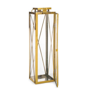 Lanterne rectangulaire en métal avec panneaux en verre, porte-bougie d'extérieur, design durable, finition noire - Product Image 3