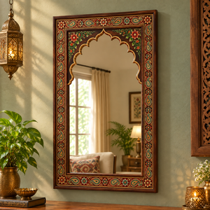 Large Islamic Luxury Modern Wall <b>Mirror</b> Decorative Paisley <b>Flower</b> Framed Vanity <b>Mirror</b> Non-Slip for Living Room Bedroom Bathroom - Product Image 1