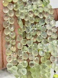 Perles de préhnite verte naturelle facettées en forme de cœur, taille 6-7 mm environ. Fil de 8 pouces - Product Image 5