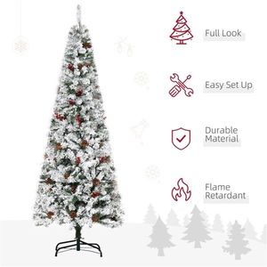 Albero di Natale Artificiale Innevato 6ft - Pieghevole 7ft in PVC - Funzionamento a Batteria, Alta Qualità, Personalizzabile, per Uso Esterno - Product Image 4