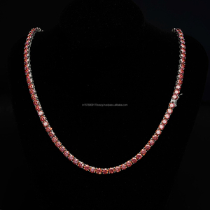 Collier tennis en moissanite avec pierres rondes, en argent sterling 925, maillons ton rose, bijoux de luxe pour les acheteurs en gros - Product Image 1