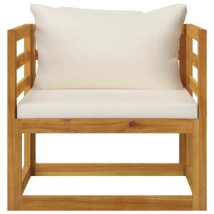 Chaise de patio en bois d'acacia massif avec coussins crème Solution d'assise confortable - Product Image 2