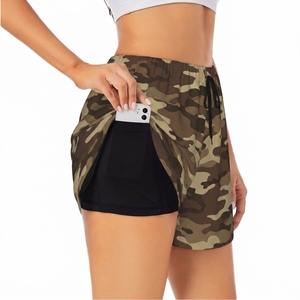 Nuevos Shorts Deportivos Casuales de Camuflaje para Mujer, Transpirables, de Poliéster, Cintura Media, Ajuste Ceñido con Cierre de Cordón - Product Image 4