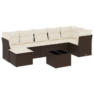 Juego de sofás de patio de ratán sintético marrón de 8 piezas con cojines, elegantes muebles de exterior - Product Image 2
