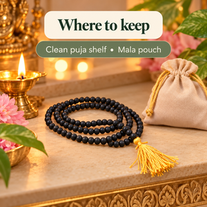 Collier Mala en bois noir avec perles et pompon, accessoire de mode bohème religieux pour femme, cadeau - Product Image 2