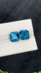 Pierre précieuse naturelle Topaze bleue de Londres, taille carrée, bleu profond, pierre brute du Brésil pour la fabrication de bijoux fins - Product Image 5