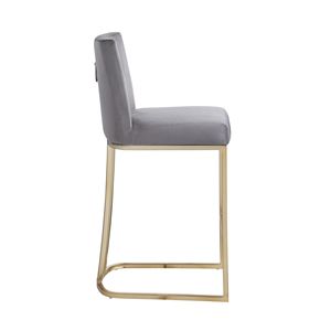 Woker mobili moderni in velluto tessuto sgabelli da Bar Set 2 26 \ "altezza bancone oro spazzolato indietro sedie da pranzo imbottite grigio per - Product Image 5