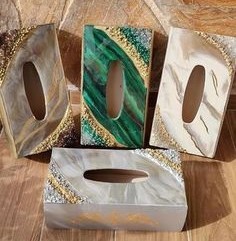 Resin Facial Tissue Box Modern Elegant Resin Tissue Box Organizer Decorative Home Accessory for Coffee <b>Table</b> Bedroom Office - Product Image 3