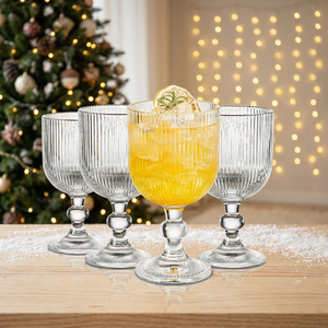 Elegante Copa de Vino de Vidrio Transparente y Resistente de 0.4L con Diseño Acanalado para Bodas, Hoteles, Fiestas, Uso Diario en el Hogar - Product Image 6