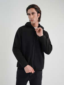 New Custom Embroidered Logo & Design <b>Black</b> Fleece Zipper Hoodies for <b>Men</b> Regular Fit Casual Warmth Winter Wear - Product Image 2