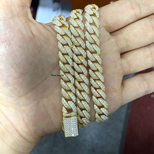 Collier chaîne cubaine en moissanite VVS plaqué rhodium, taille brillant rond, micro-pavé, style hip-hop, pour usage quotidien - Product Image 4