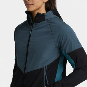 Veste coupe-vent pour femme, légère, en polyester tissé et élasthanne, fermeture éclair, vêtements de sport décontractés, vêtements d'extérieur à capuche, coupe-vent - Product Image 1