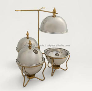 Chauffe-plat en métal de luxe, nouveau design, en acier inoxydable martelé, pour la maison, l'hôtel et les réceptions. - Product Image 2