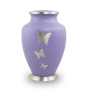 Urne funéraire décorative en aluminium violet pour cendres humaines, grande taille adulte, urne commémorative en métal, boîte à urnes. - Product Image 1