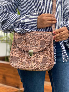 Bolso cruzado de cuero tallado con estilo para mujer, nuevo diseñador, bolso cruzado de cuero genuino occidental de alta calidad, bolso de vaquera - Product Image 2
