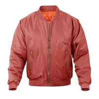 Blouson bomber rouge pour homme, fermeture éclair, couleur unie, style décontracté, matière polyester, vêtement d'automne, coupe classique, col rabattu