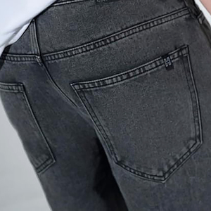 Pantalones Vaqueros con Logotipo Bordado Personalizado, Estilo Urbano, Vintage, Holgados, Rectos, con Bolsillos, Anchos, para Hombre - Product Image 4