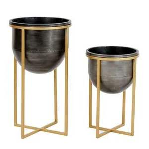 Jardinières en métal vintage classiques pour la décoration intérieure et extérieure, pots de fleurs modernes pour le salon - Product Image 5