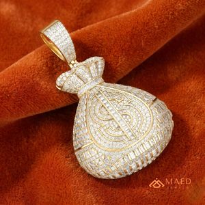 จี้สร้อยคอรูปถุงเงินชุบทอง 18K ประดับเพชรโมอิสซาไนต์ เครื่องประดับแฟชั่นสำหรับผู้ชายและผู้หญิง สไตล์นิวยอร์ก ดีไซน์ทันสมัยเก๋ไก๋ - Product Image 3