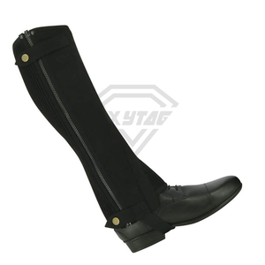Leather Equestrian Horse Riding <b>Half</b> <b>Chaps</b> Leg Cover Protector Best Size Leather <b>Half</b> Leather <b>Chaps</b> Cheap Price OEM Custom - Product Image 6