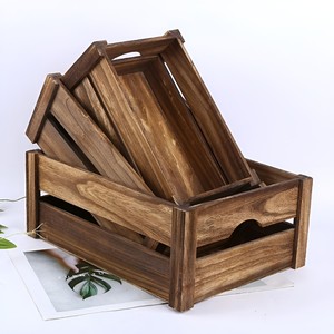 Hot <b>Sale</b> Vintage Style <b>Wooden</b> Fruit <b>Crates</b> Basket Wholesale Price High Quality Wood Boxes and Storage Baskets - Product Image 2