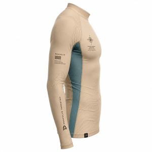 Dravelle Industry Men's Long Sleeve Rash Guard Black Teal Hex Pattern Raised Rubber Print Breathable 220g Quick Dry - Product Image 2