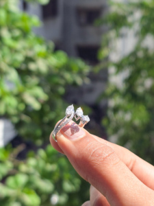 Solid White <b>Gold</b> Lab Grown Diamond <b>Ring</b> Marquise Cut Diagonal Cluster Bypass Split Shank Sweeping Pave <b>Cocktail</b> Fine Jewelry - Product Image 5