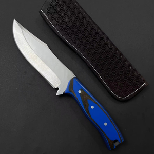 Cuchillo de Caza de Acero Inoxidable con Hoja Fija, Mango de Werzalit y Funda de Cuero, Cuchillo para Campismo al Aire Libre - Product Image 1