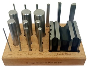 SUNTOOLS/STIPL Model 294M Swage Block & 16-Piece <b>Punch</b> <b>Set</b> with Irregular Shape Dies for Jewelry Making DIY Tools - Product Image 1