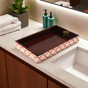 Plateau Minimaliste en Résine Osseuse avec Incrustations – Organisateur Élégant pour Coiffeuse, Support de Comptoir de Salle de Bain pour Parfums, Serviettes, Décoration de Spa - Product Image 6