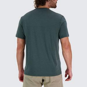 T-shirt à coupe classique, col rond boutonné, manches courtes, tricoté vintage, coupe ajustée, couleur unie personnalisée, anti-boulochage - Product Image 6