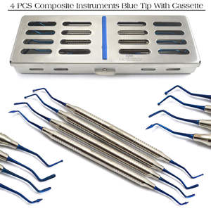 Dental Scaler Set 4Pcs Manual Knurled Grip Blue Metal <b>Teeth</b> <b>Cleaning</b> Instrument Class I Surgical <b>Tool</b> Shuja Surgico - Product Image 5