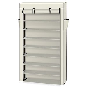 Scarpiera a 10 livelli beige con copertura antipolvere, mobiletto moderno e semplice in MDF per riporre le scarpe, organizer regolabile per l'arredamento di casa - Product Image 2