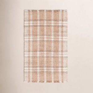 Geometric Pattern <b>Flat</b> Weave Cotton Jute <b>Rug</b> With Fringe Bohemian Style Rectangle Jute <b>Rug</b> For Living Room - Product Image 5
