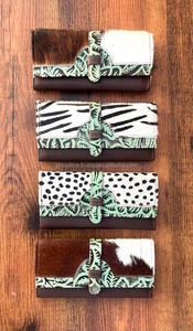 กระเป๋าเงินหนังวัวแท้สำหรับผู้หญิงกระเป๋าใส่โทรศัพท์มีสไตล์สไตล์ใหม่ขายดีกระเป๋าสตางค์หนังพิมพ์ลายนูนตะวันตก - Product Image 3