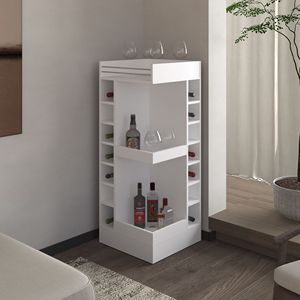 Mueble de Esquina Blanco Lamer de FM Furniture con Botellero y Estante Abierto - Product Image 1