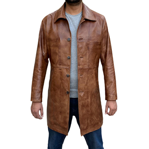 Manteau en cuir pour homme, style unique, haute qualité, en cuir véritable, vente en gros, logo personnalisé, vêtements d'extérieur d'hiver - Product Image 3